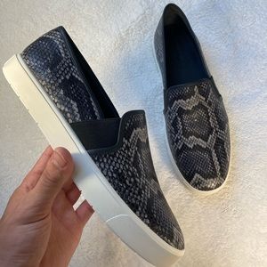 Vince Embossed Snakeskin Slip-ons